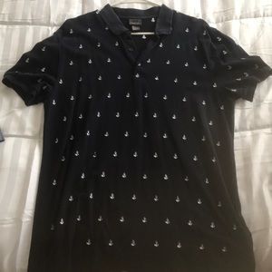 Navy blue anchor print polo